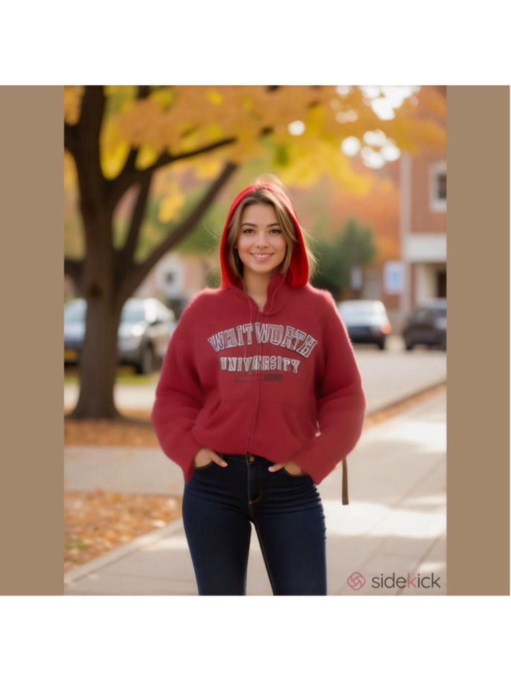Whitworth University Red Zippered Hoodie Small